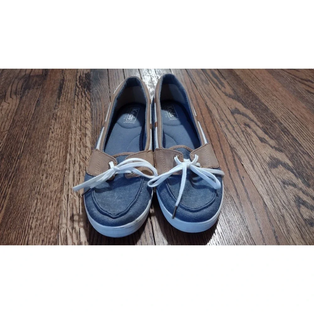 Keds Glimmer‎ Women's Boat Shoes Size 9.5 Denim Blue Chambray Ortholite WF58001